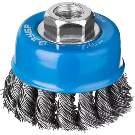 ЗУБР &quot;ПРОФЕССИОНАЛ&quot;. Щетка чашечная для УШМ, плетеные пучки стальной проволоки 0,5мм, 65ммхМ14 35275-065_z02 купить в Перми