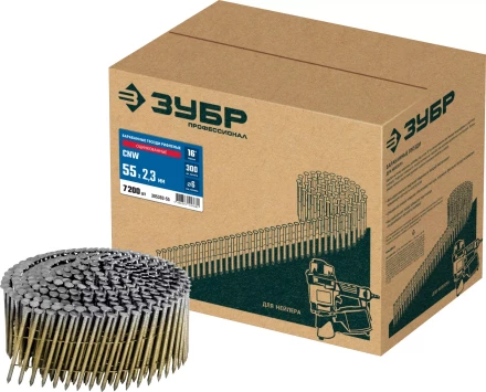ЗУБР CNW 55 х 2.3 мм, барабанные гвозди рифленые оцинкованные, 7200 шт (305383-55) купить в Перми