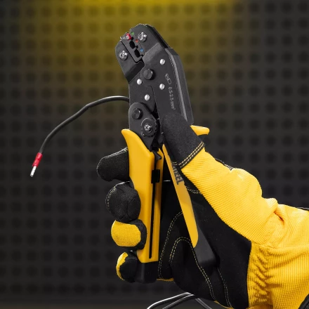 Клещи для обжима Denzel 17747 изолир. наконечников НКИ и НВИ, разъемов РПИ, гильз ГСИ, 0,5 - 2,5 мм2 купить в Перми