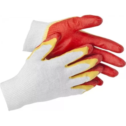 Перчатки STAYER &quot;МASTER&quot; трикотажные, двойная обливная ладонь из латекса, х/б, 13 класс, S-M 11409-S купить в Перми