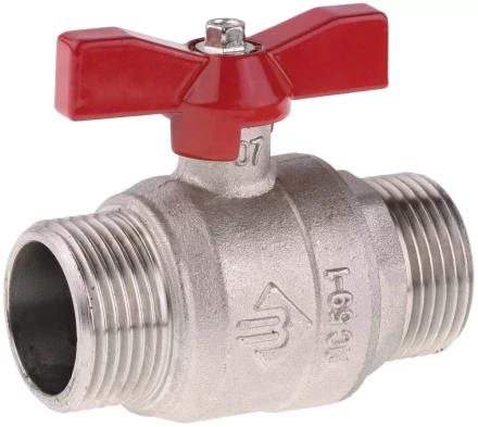 Кран ЗУБР шаровой 3/4&quot; полнопроходной &quot;папа-папа&quot;, бабочка, никелированная латунь 51355-N-3/4 купить в Перми