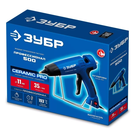 ЗУБР Профессионал 500, d11 мм, 35 г/мин, термоклеевой пистолет электрический (06859-11) купить в Перми