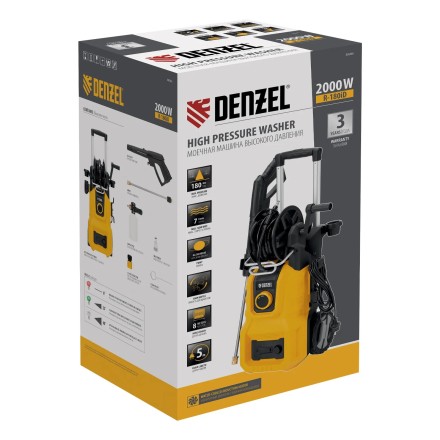 Моечная машина высокого давления R-180iD, 2000 Вт, 180 бар, 420 л/ч, асинх. двиг., бараб.// Denzel купить в Перми