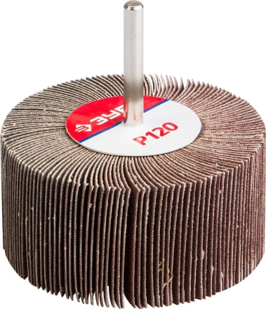 Круг шлифовальный ЗУБР &quot;МАСТЕР&quot; веерный лепестковый, на шпильке, тип КЛО, зерно-электрокорунд нормальный, P120, 40х80мм 36604-120 купить в Перми