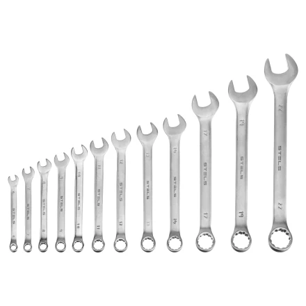 Набор ключей комбинированных Stels 15421, 6-22 мм, 12 шт, CrV, матовый хром купить в Перми