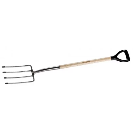 Вилы ЗУБР &quot;ЭКСПЕРТ&quot; садовые из нержавеющей стали, деревянный черенок из ясеня, пластиковая рукоятка, 290х180х1200мм 4-39445 купить в Перми