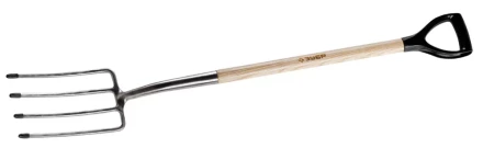 Вилы ЗУБР &quot;ЭКСПЕРТ&quot; садовые из нержавеющей стали, деревянный черенок из ясеня, пластиковая рукоятка, 290х180х1200мм 4-39445 купить в Перми