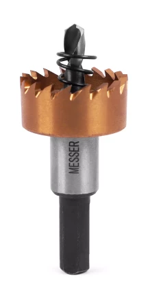 HSS-TiN коронка MESSER  27мм с центр. сверлом и толкающей пружиной для  лист. материала  до 2 мм ц/х купить в Перми