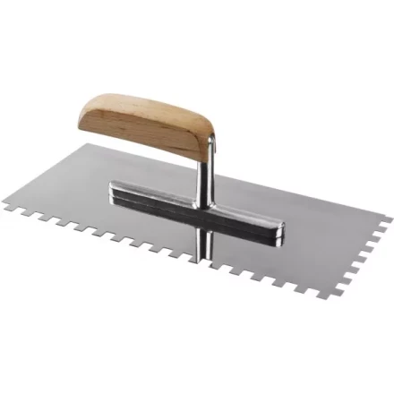 Гладилка нержавеющая ЗУБР &quot;ПРОФЕССИОНАЛ&quot; с деревянной ручкой, зубчатая, 8х8мм, 130х280мм 0806-08_z01 купить в Перми