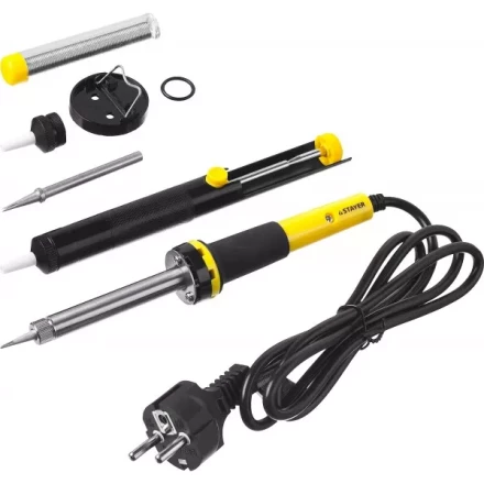 Набор для паяльных работ STAYER &quot;PROFI&quot; PROTerm, 55313-60-H6, паяльник 55300 + подставка + припой + жало сменное + шприц + насадка на жало, 60 Вт 55313-60-H6 купить в Перми