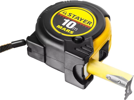 Рулетка STAYER &quot;PROFI&quot; &quot;MARS&quot;, обрезиненный корпус, утолщенное полотно, 10мх25мм 34131-10_z01 купить в Перми