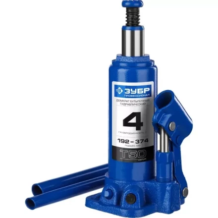 Домкрат гидравлический бутылочный T50, 4т, 192-374мм, ЗУБР Профессионал 43060-4 43060-4_z01 купить в Перми