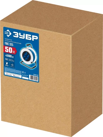 ЗУБР ПВС-325, ПВС, 3 x 2.5 мм2, 50 м, 4000 Вт, IP44, силовой удлинитель на стальной катушке, Профессионал (55102-50) купить в Перми