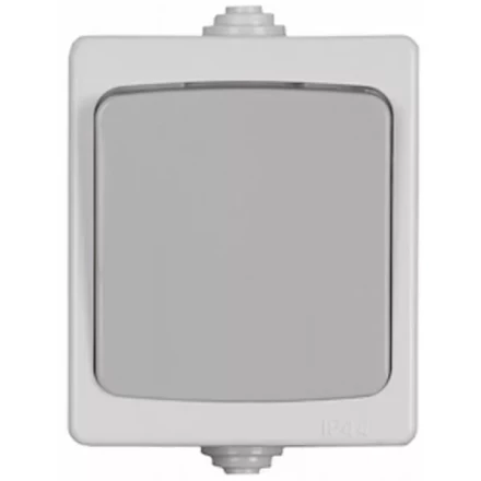 Выключатель СВЕТОЗАР &quot;АВРОРА&quot; проходной, одноклавишный, IP44, цвет серо-белый, 10А/~250В SV-54340-W купить в Перми