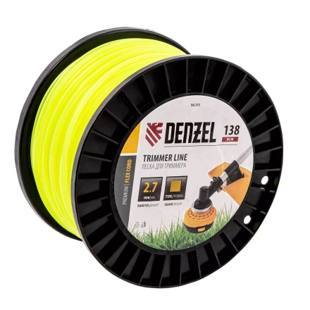 Леска для триммера квадрат Denzel, 2,7м х 138м, на DIN катушке FLEX CORD, 96293 купить в Перми