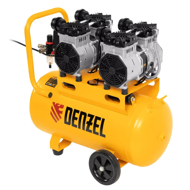 Компрессор безмасляный, малошумный Denzel DLS 2200/50, 2200 Вт, 2x1100, 50 л, 380 л/мин купить в Перми