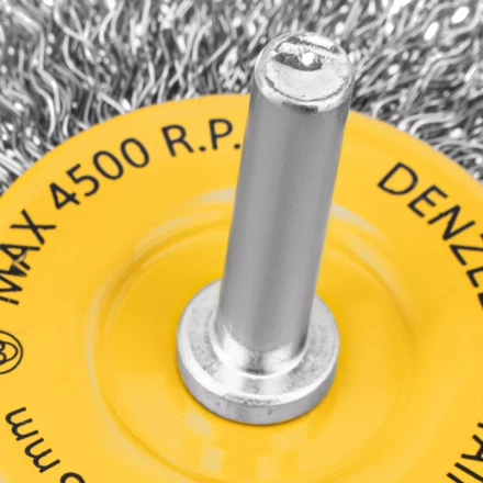 Щетка для дрели, 75 мм, Плоская, со шпилькой, нержавеющая витая проволока Denzel 744603 купить в Перми