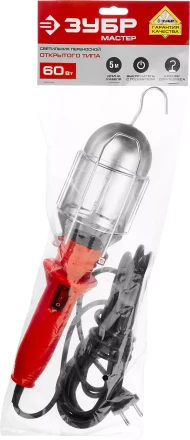 Светильник переносной с выключателем, 5м, 60 Вт/220В, ЗУБР 61802_z01 купить в Перми