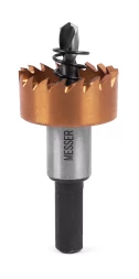 HSS-TiN коронка MESSER 28мм с центр. сверлом и толкающей пружиной для лист. материала до 2 мм ц/х