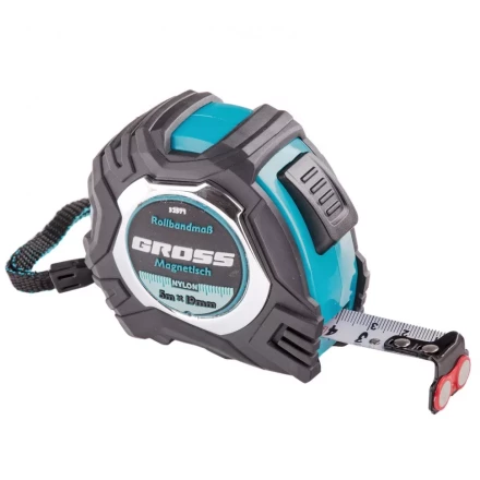 Рулетка Magnetisch 5 м х 19 мм обрезиненный корпус автоматическая фиксация Нейлоновое покрытиеытие зацеп с магнитом Gross 32571 купить в Перми