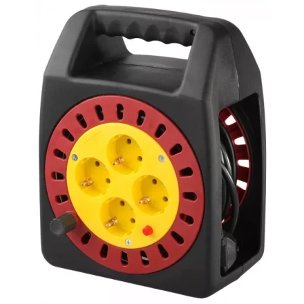 Удлинитель электрический с заземлением на катушке, евро, 4 гнезда, 10м, СВЕТОЗАР SV-55081-10 купить в Перми