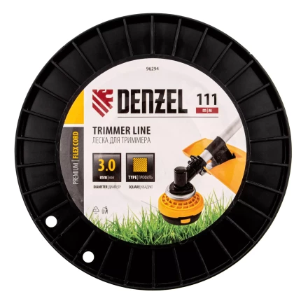 Леска для триммера квадрат Denzel, 3,0мм х 111м, на DIN катушке FLEX CORD, 96294 купить в Перми
