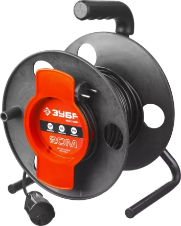 Удлинитель ЗУБР &quot;МАСТЕР&quot; на катушке, ПВС 2х0,75кв мм, 1 гнездо, макс мощн 1300Вт, 20м 55075-20 купить в Перми