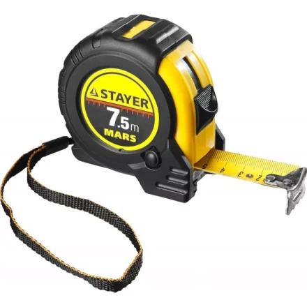Рулетка STAYER &quot;PROFI&quot; &quot;MARS&quot;, обрезиненный корпус, утолщенное полотно, 7,5мх25мм 34131-075_z01 купить в Перми