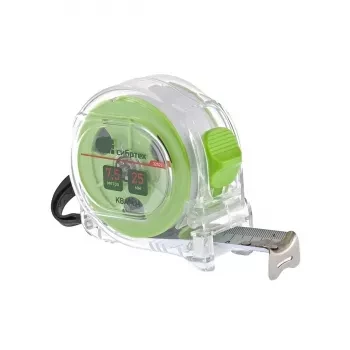 Рулетка Кварц, прозрачный корпус, амортизатор, 7,5 м х 25 мм  СИБРТЕХ 32523 купить в Перми