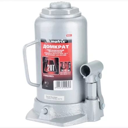 Домкрат гидравлический бутылочный 20 т h подъема 242–452 мм  MATRIX MASTER 50731 купить в Перми