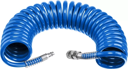 ЗУБР 10 м, 6 х 8 мм, 15 бар, воздушный спиральный шланг с фитингами рапид, Профессионал (6473-10) купить в Перми