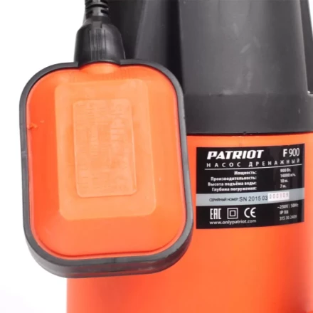 Насос дренажный для грязной воды F 900 PATRIOT купить в Перми