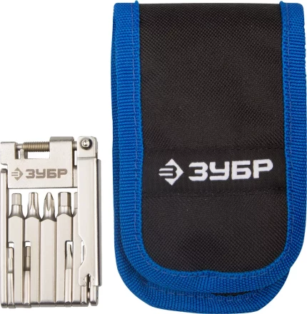 Набор ЗУБР &quot;ЭКСПЕРТ для обслуживания велосипеда: складной мультитул 11-в-1,комплект для ремонта шин,16-в-1,в чехле 27428-H16 купить в Перми