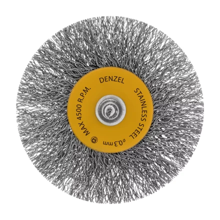 Набор щеток для дрели, 5 Плоских 25-38-50-63-75 мм, шпилька, нерж. вит. проволока Denzel 74495 купить в Перми