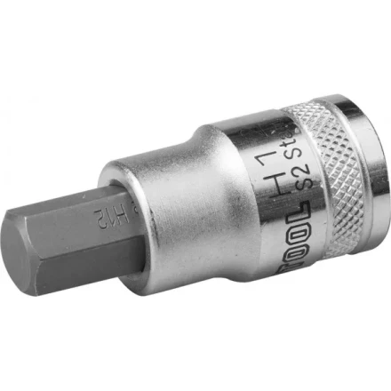 Торцовая бита-головка KRAFTOOL &quot;INDUSTRIE QUALITAT&quot;, материал S2, HEX, сатинированная, 1/2&quot;, H12 27908-12_z01 купить в Перми