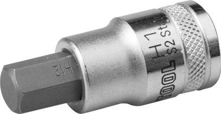 Торцовая бита-головка KRAFTOOL &quot;INDUSTRIE QUALITAT&quot;, материал S2, HEX, сатинированная, 1/2&quot;, H12 27908-12_z01 купить в Перми