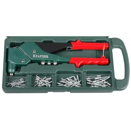 Заклепочник поворотн. 360°, KRAFTOOL &quot;RX-7&quot; 31176-H6, d=2,4-4,8 мм - Al и сталь, d=2,4-4,0 - нерж сталь, в боксе, с набором заклепок 31176-H6 купить в Перми