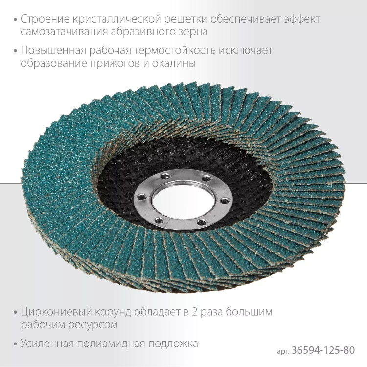 Круги лепестковые циркониевые торцевые 36594-125-80 купить в Перми