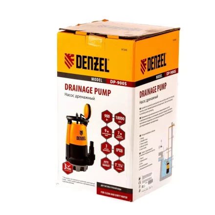 Дренажный насос для чистой и грязной воды Denzel DP-900S 97269 купить в Перми