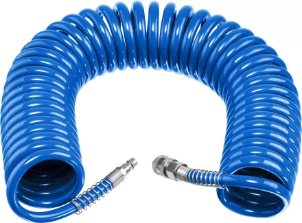ЗУБР 15 м, 6 х 8 мм, 15 бар, воздушный спиральный шланг с фитингами рапид, Профессионал (6473-15) купить в Перми