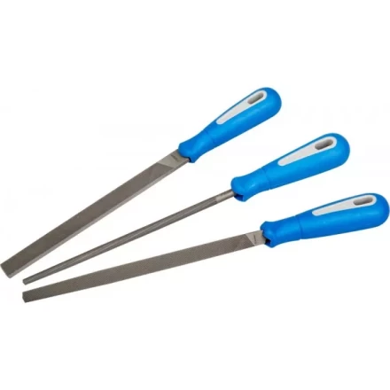 Набор ЗУБР: Напильники &quot;ПРОФЕССИОНАЛ&quot; с двухкомпонентной ручкой, плоский, трехгранный, круглый, №2, 200мм 16550-20-H3 купить в Перми