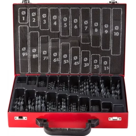 Набор ЗУБР &quot;ТЕХНИК&quot;: Свёрла по металлу парооксидированных, быстрорежущая сталь, в мет. боксе, 1-10мм, шаг-0,5, 170 предм. 4-29605-H170-M купить в Перми