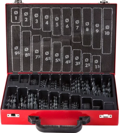 Набор ЗУБР &quot;ТЕХНИК&quot;: Свёрла по металлу парооксидированных, быстрорежущая сталь, в мет. боксе, 1-10мм, шаг-0,5, 170 предм. 4-29605-H170-M купить в Перми