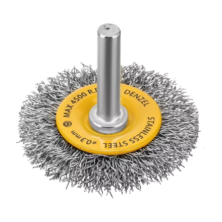 Щетка для дрели, 50 мм, Плоская, со шпилькой, нержавеющая витая проволока Denzel 744623 купить в Перми