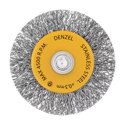 Щетка для дрели, 50 мм, Плоская, со шпилькой, нержавеющая витая проволока Denzel 744623 купить в Перми