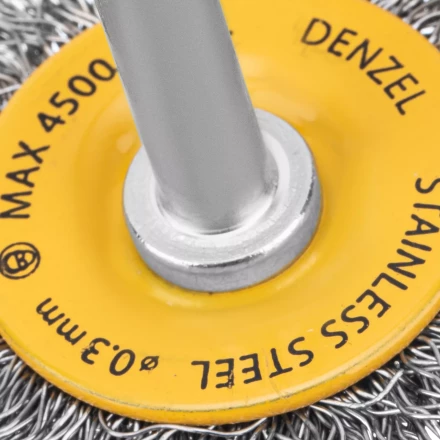 Щетка для дрели, 50 мм, Плоская, со шпилькой, нержавеющая витая проволока Denzel 744623 купить в Перми