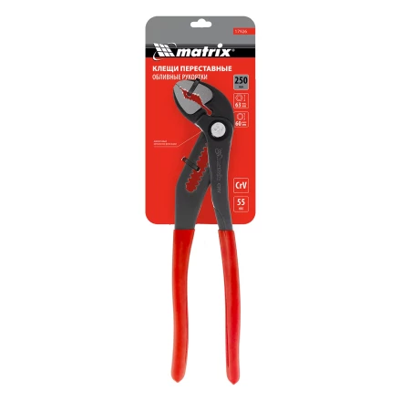 Клещи переставные 250 мм Matrix, кнопочный механизм, хром-ванадий, обливные рукоятки 17926 купить в Перми