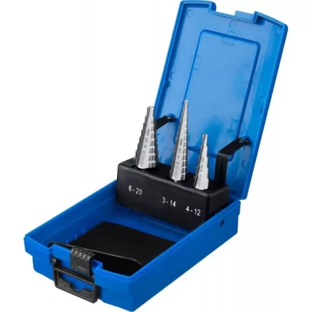 Набор ЗУБР ступенчатых сверл по сталям и цвет. мет. ст. Р6М5, d=3-14мм, 12ступ. d=4-12мм 5 ступ., d=6-20мм 14ступ. 29670-3-20-H3_z01 купить в Перми