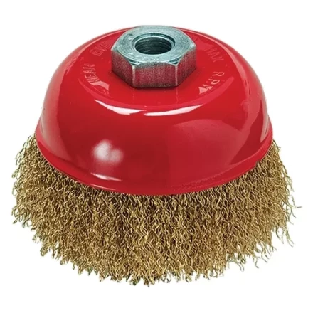 Щетка для УШМ, 125 мм, М14, &quot;чашка&quot;, латунированная витая проволока  MATRIX 74606 купить в Перми