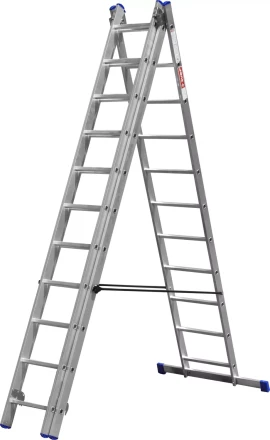 Лестница ЗУБР универсальная, трехсекционная со стабилизатором, 11 ступеней 38831-11 купить в Перми